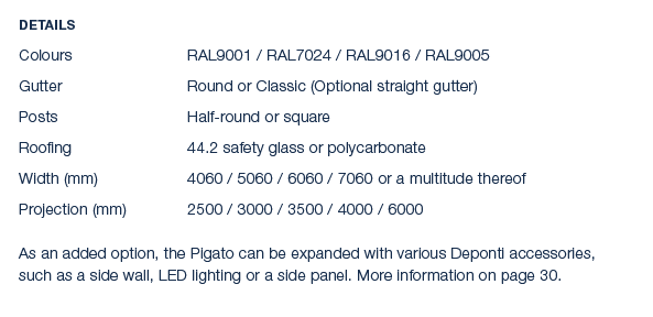 Details Colours RAL9001 / RAL7024 / RAL9016 / RAL9005 Gutter Round or Classic (Optional straight gutter) Posts Half r...